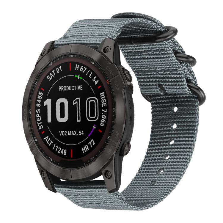 xDfind Ring Buckle Nylon Canvas Watch Band, For Garmin Fenix 8/7X/6X/5X 26mm, For Garmin Fenix 8/7/6/5 22mm, For Garmin Forerunner 235/220/620/630, For Garmin Forerunner 35 / 30 / 35J
