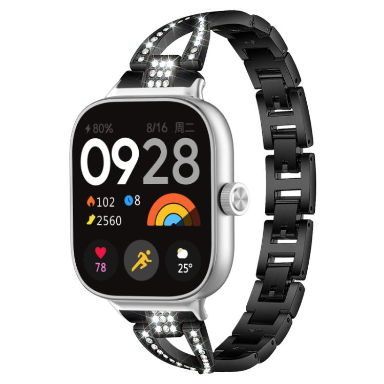 xDfind X-Shaped Single Row Diamond Metal Watch Band, For Xiaomi Band 9 Pro/8 Pro/Redmi Watch6/5/4, For Redmi Watch 3
