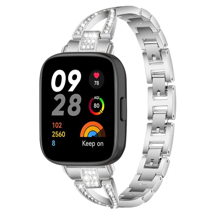 xDfind X-Shaped Single Row Diamond Metal Watch Band, For Xiaomi Band 9 Pro/8 Pro/Redmi Watch6/5/4, For Redmi Watch 3