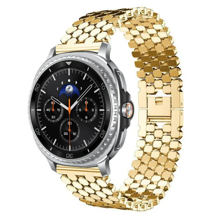 xDfind Fish Scale Texture Metal Watch Band, For Samsung Galaxy Watch Ultra/Ultra 2025, For Samsung Galaxy Watch8 / 8 Classic, For Samsung Galaxy Watch7 / FE / 6 / 5 / 4, For Samsung Galaxy Fit3