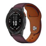 xDfind Rivet Buckle Genuine Leather Watch Band, For Garmin Fenix 8/7X/6X/5X 26mm, For Garmin Fenix 8/7/6/5 22mm
