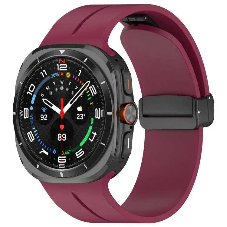 xDfind  Flat Head Groove Folding Black Buckle Silicone Watch Band, For Samsung Galaxy Watch Ultra / Ultra 2025