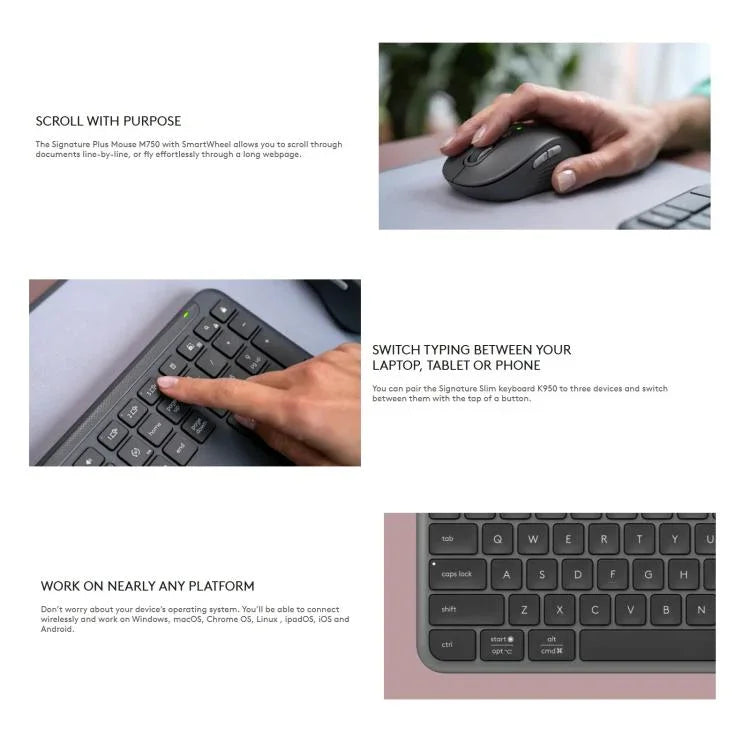 Logitech MK950 Wireless Slim Bluetooth Keyboard and Mouse Set
