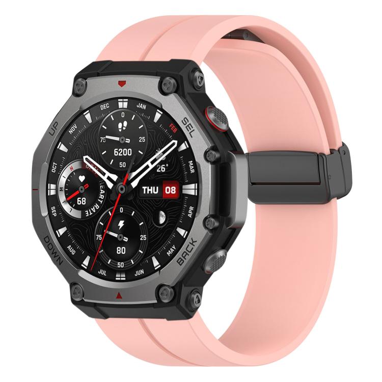 xDfind  Flat Head Groove Folding Black Buckle Silicone Watch Band, For Amazfit T-Rex 3