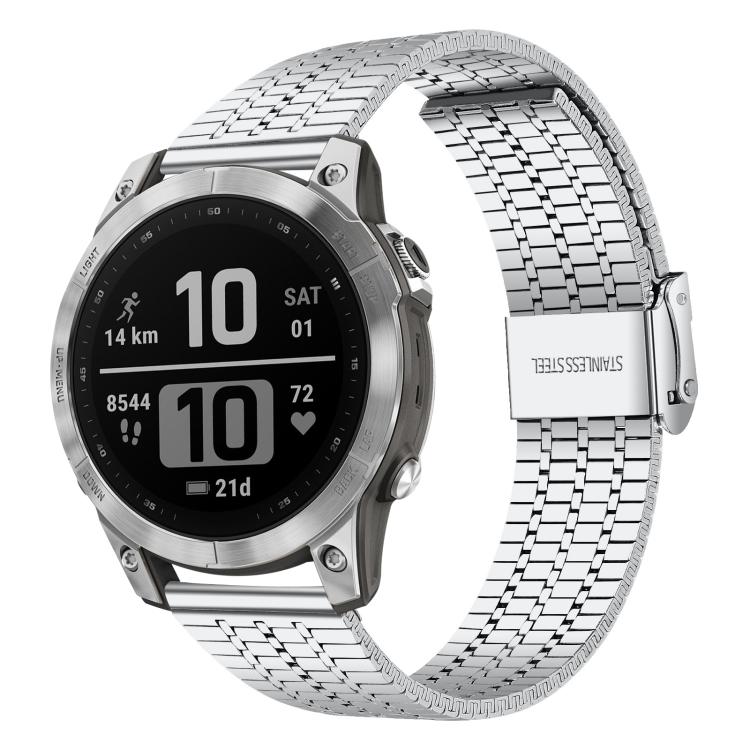 xDfind Seven Beads Buckle Stainless Steel Watch Band, For Garmin Fenix 8 / 7X / 6X / 5X 26mm, For Garmin Fenix 8 / 7 / 6 / 5 22mm
