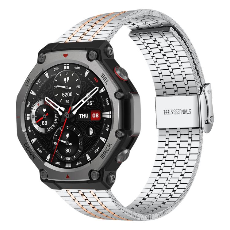 xDfind Seven Beads Buckle Stainless Steel Watch Band, For Amazfit T-Rex 3