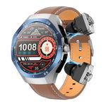 F38 Dual-ear Bluetooth Earphone Smart Watch IP67 Supports Heart Rate Monitoring, Silicone, Leather, Steel