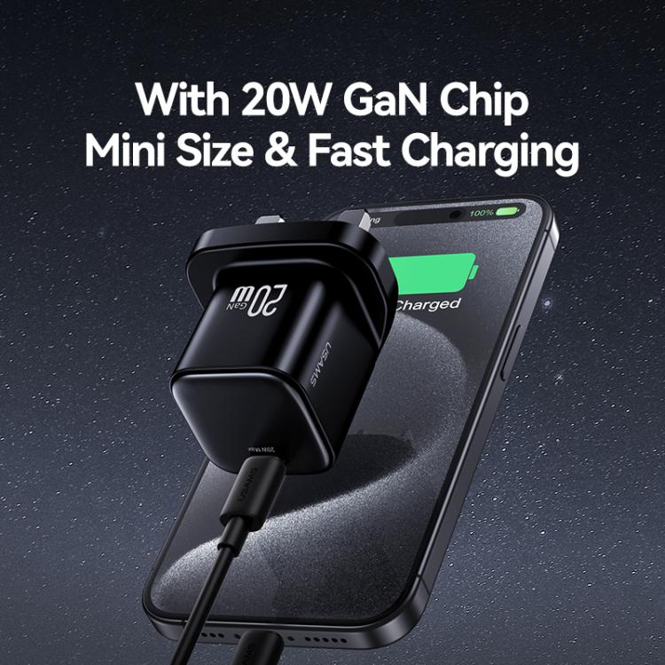 USAMS CC274 20W GaN USB-C / Type-C Port Mini Fast Charger, UK Plug