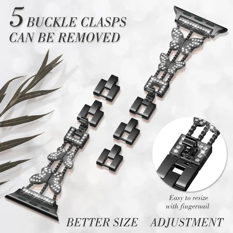 xDfind Butterfly-shaped Diamond Metal Watch Band, For Apple Watch 42 / 44 / 45 / 46 / 49mm, For Apple Watch 38 / 40 / 41 / S10 42mm