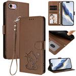 Embossed Heart Cat Leather Phone Case with Hand Strap, For iPhone 14 Pro Max, For iPhone 7 / 8 / SE 2022, For iPhone 13 Pro Max, For iPhone 13 Pro