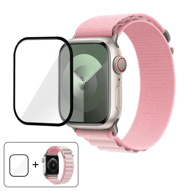 Buckle Loop Nylon Watch Band with 3D Curved Film, For Apple Watch Series 45mm