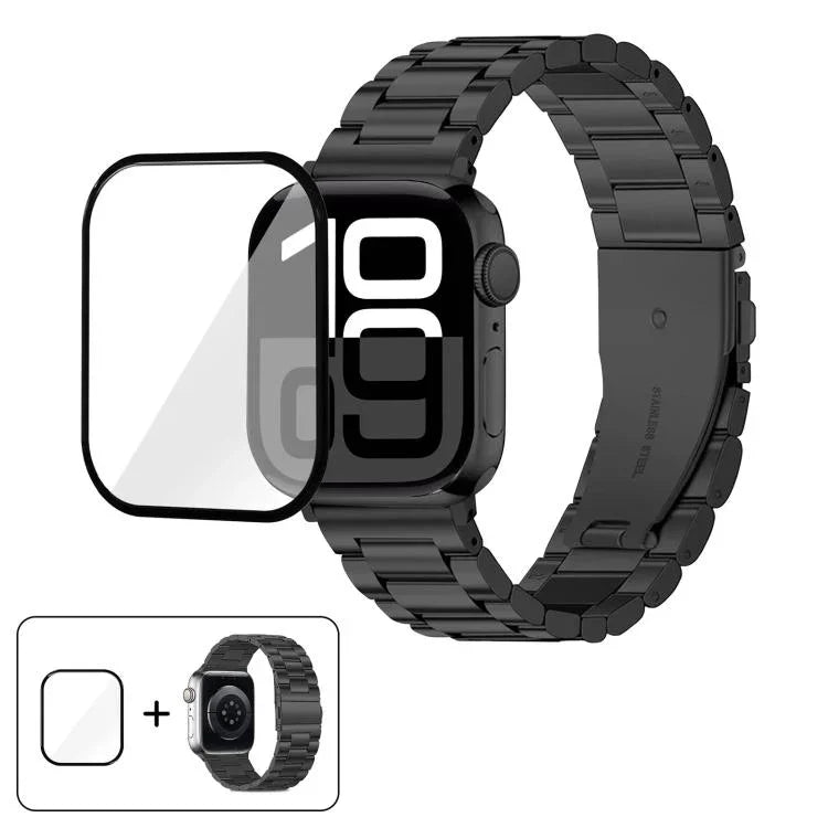 Three Beads Stainless Steel Watch Band with 3D Curved Film, For Apple Watch Series 42mm