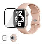 Butterfly Buckle Silicone Watch Band with 3D Curved Film, For Apple Watch Series 10 46mm, For Apple Watch Series 10 42mm, For Apple Watch Series 44mm