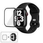 Butterfly Buckle Silicone Watch Band with 3D Curved Film, For Apple Watch Series 41mm, For Apple Watch Series 38mm, For Apple Watch Series 42mm