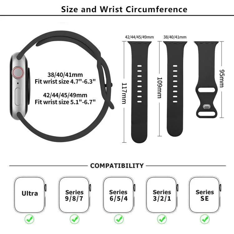 Butterfly Buckle Silicone Watch Band with 3D Curved Film, For Apple Watch Series 10 46mm, For Apple Watch Series 10 42mm, For Apple Watch Series 44mm