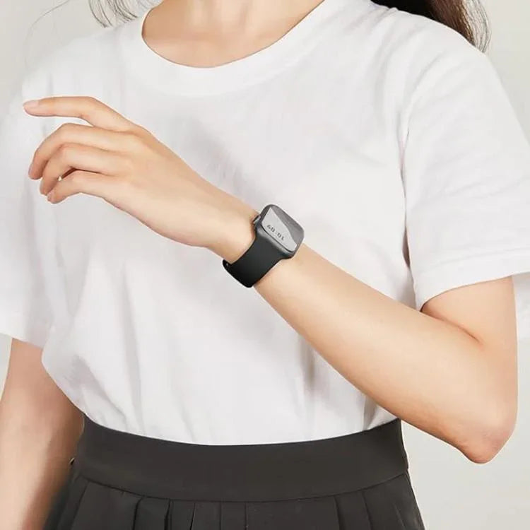 Butterfly Buckle Silicone Watch Band with 3D Curved Film, For Apple Watch Series 40mm, For Apple Watch Ultra 2 / 1 49mm, For Apple Watch Series 45mm