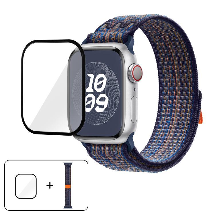 Nylon Loop Watch Band with 3D Curved Film, For Apple Watch Series 10 46mm, For Apple Watch Series 10 42mm, For Apple Watch Series 44mm