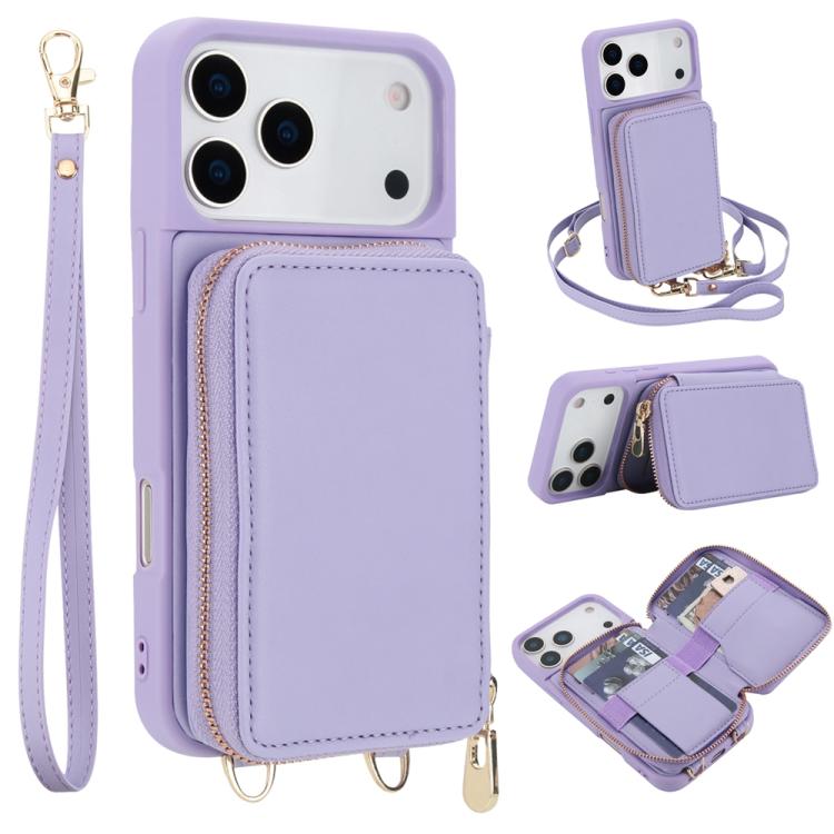 Crossbody Zipper RFID Card Bag Phone Case, For iPhone 17 Pro Max, For iPhone 17 Pro, For iPhone Air, For iPhone 15 Pro Max, For iPhone 15 Pro, For iPhone 15 Plus / 14 Plus