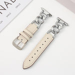 xDfind Denim Chain Metal Hybrid Leather Watch Band, 22mm