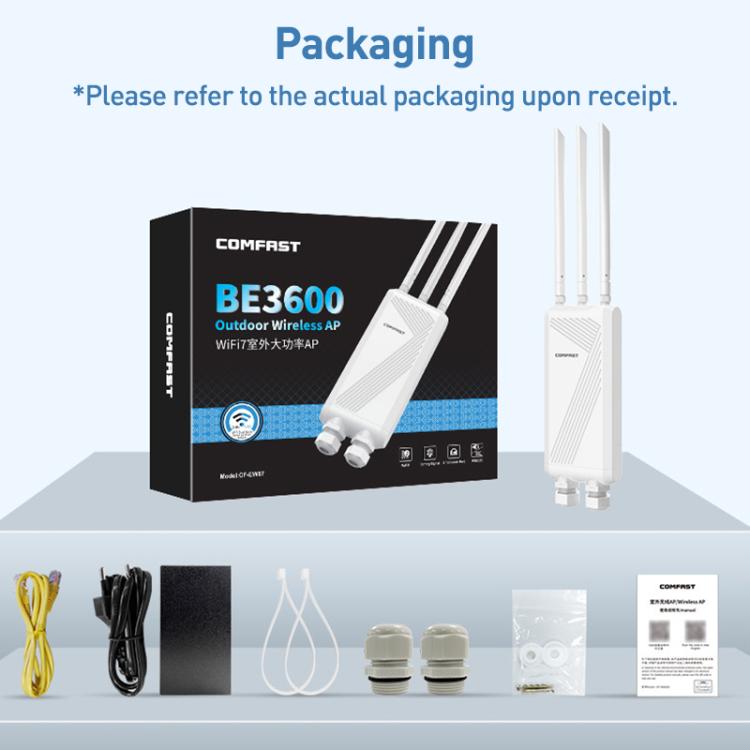 COMFAST CF-EW87 3600Mbps Dual-Band WiFi7 Outdoor Wireless AP, AU Plug, EU Plug, US Plug, UK Plug