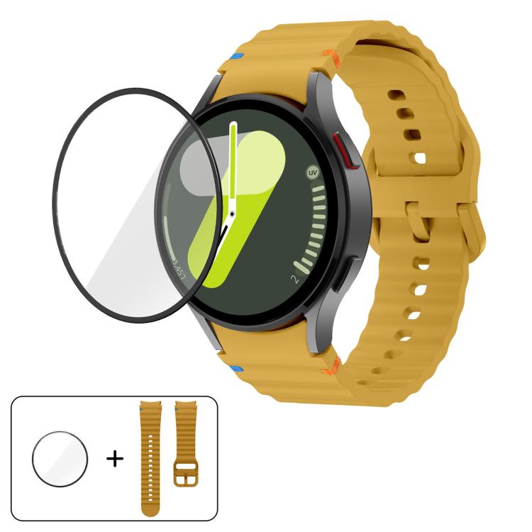 Wave Stitching Silicone Watch Band with 3D Curved Film, For Samsung Galaxy Watch4 Classic 46mm, For Samsung Galaxy Watch4 Classic 42mm, For Samsung Galaxy Watch5 Active 40mm, For Samsung Galaxy Watch5 Active 44mm