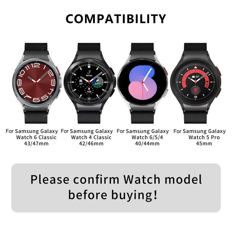Milanese Magnetic Stainless Steel Watch Band with 3D Curved Film, For Samsung Galaxy Watch FE 40mm, For Samsung Galaxy Watch7 44mm, For Samsung Galaxy Watch7 40mm, For Samsung Galaxy Watch6 Classic 47mm, For Samsung Galaxy Watch6 44mm                  ...