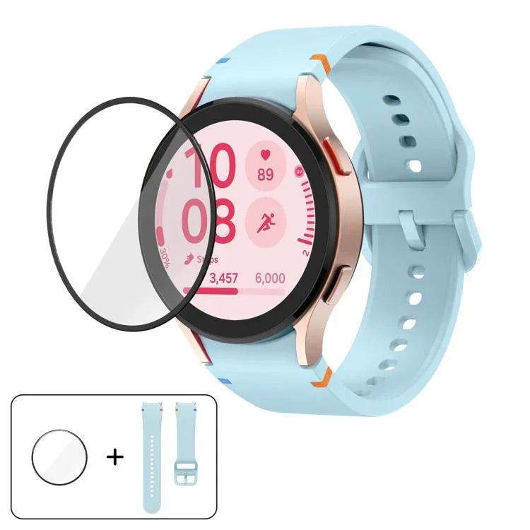Plain Stitching Silicone Watch Band with 3D Curved Film, For Samsung Galaxy Watch4 Active 40mm, For Samsung Galaxy Watch4 Active 44mm