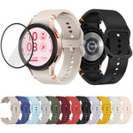 Plain Stitching Silicone Watch Band with 3D Curved Film, For Samsung Galaxy Watch4 Classic 46mm, For Samsung Galaxy Watch4 Classic 42mm, For Samsung Galaxy Watch5 Active 40mm, For Samsung Galaxy Watch5 Active 44mm