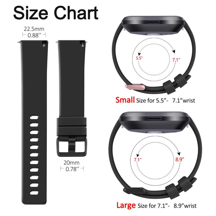 xDfind Solid Color Silicone Watch Band For Fitbit Versa 2, S, L