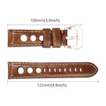 xDfind Silver Buckle Three-hole Breathable Genuine Leather Watch Band, 20mm, 22mm, 24mm