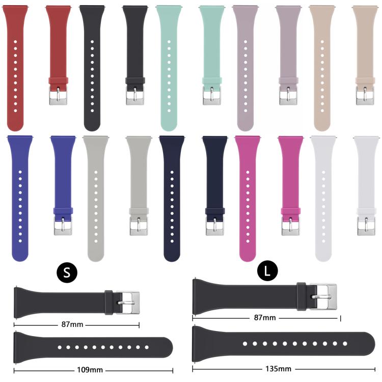 For Fitbit Versa 2 / Versa / Versa Lite xDfind Silver Buckle Slim Solid Color Silicone Watch Band, S, L