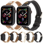 Rivet Camellia Skin Feel Microfiber Leather Watch Band, For Apple Watch 46mm / 49mm / 45mm / 44mm, For Apple Watch 42mm / 41mm / 40mm / 38mm