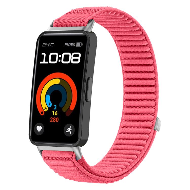 xDfind Woven Nylon Hook And Loop Fastener Metal Interface Watch Band, For Huawei Band 10 / 9 / 8