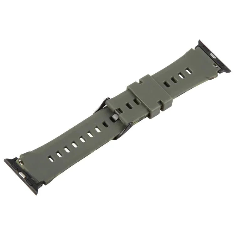 xDfind Black Connector Camouflage Print Silicone Watch Band, For Apple Watch 42 / 44 / 45 / 46 / 49mm, For Apple Watch 38 / 40 / 41 / S10 42mm