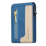 BFK31 Colorblock Zipper MagSafe Magnetic Leather Card Bag