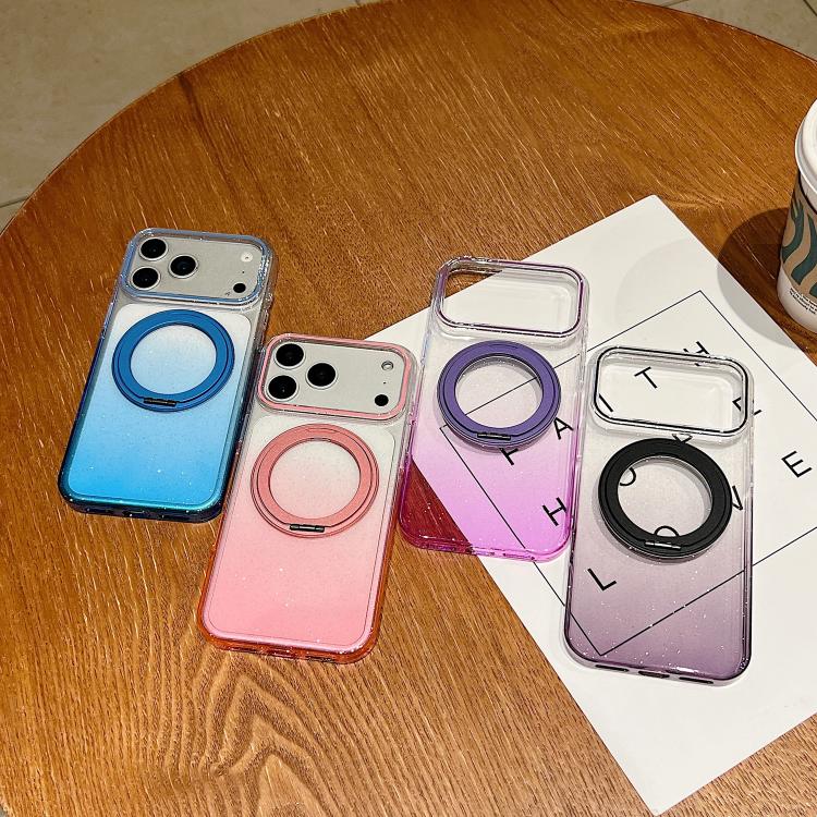 Transparent Gradient 360 Degree Rotation Holder MagSafe Phone Case, For iPhone 17 Pro Max, For iPhone 17 Pro, For iPhone 17, For iPhone Air, For iPhone 16 Pro Max, For iPhone 16 Pro, For iPhone 16 Plus, For iPhone 16