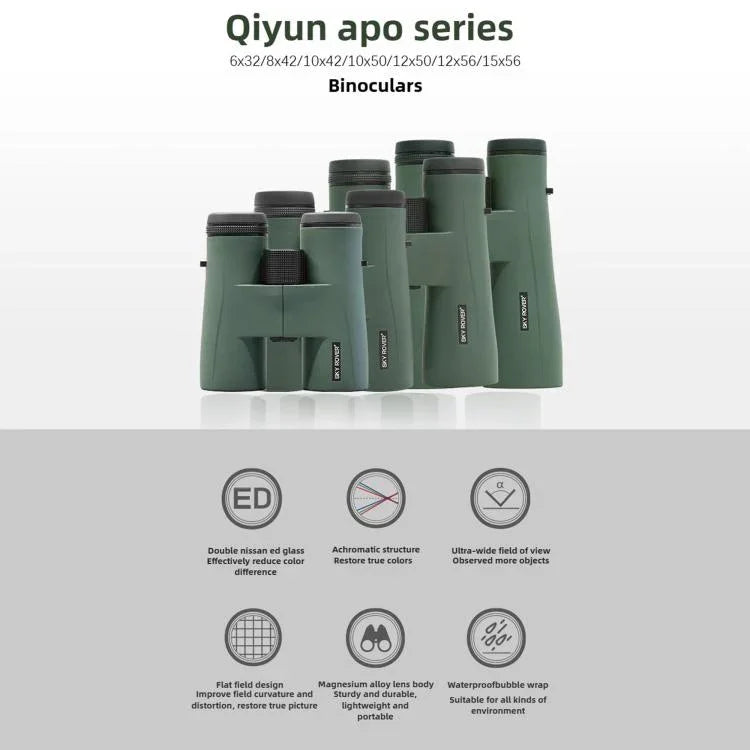 SKY ROVER Qinyun Waterproof APO Handheld Binocular, 6x32, 8x42, 10x42, 12x50, 12x56, 15x56