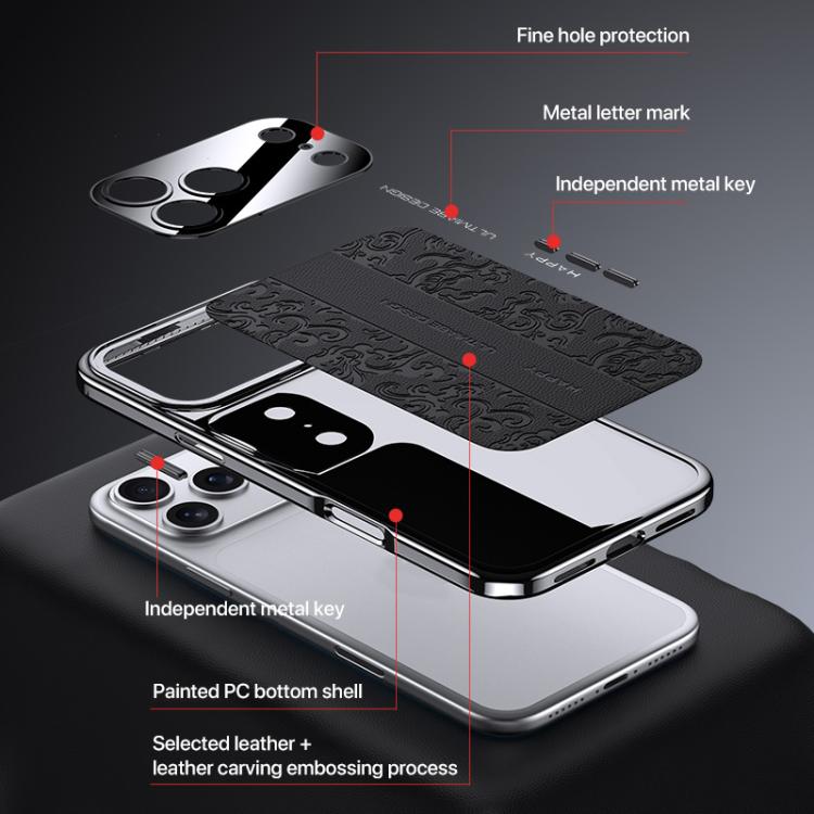 Cloud Dragon Pattern Plain Leather PC Phone Case, For iPhone 14 Pro Max