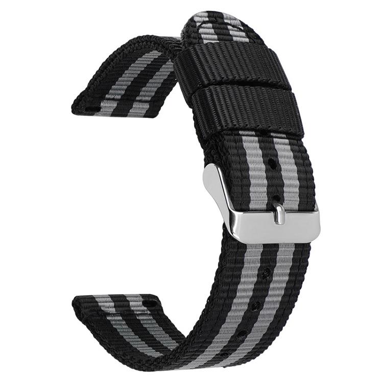 Stainless Steel Pin Buckle Solid Color Nylon Canvas Watch Band, 18mm, 20mm, 22mm