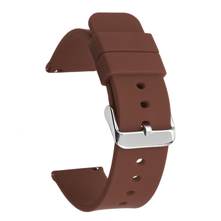 Stainless Steel Silver Pin Buckle Solid Color Silicone Waterproof Watch Band, 16mm, 18mm, 19mm