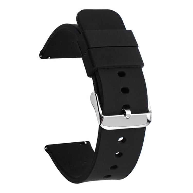 Stainless Steel Silver Pin Buckle Solid Color Silicone Waterproof Watch Band, 20mm, 21mm, 22mm