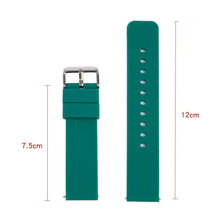 Stainless Steel Silver Pin Buckle Solid Color Silicone Waterproof Watch Band, 16mm, 18mm, 19mm