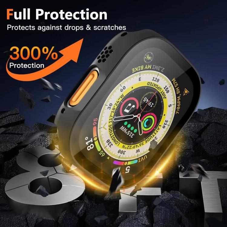 xDfind Tempered Glass Film Integrated PC Watch Cover, For Apple Watch Ultra 3 / 2 / 1 49mm, For Apple Watch Series 9 / 8 / 7 45mm, For Apple Watch Series 9 / 8 / 7 41mm, For Apple Watch Series 3 / 2 / 1 38mm