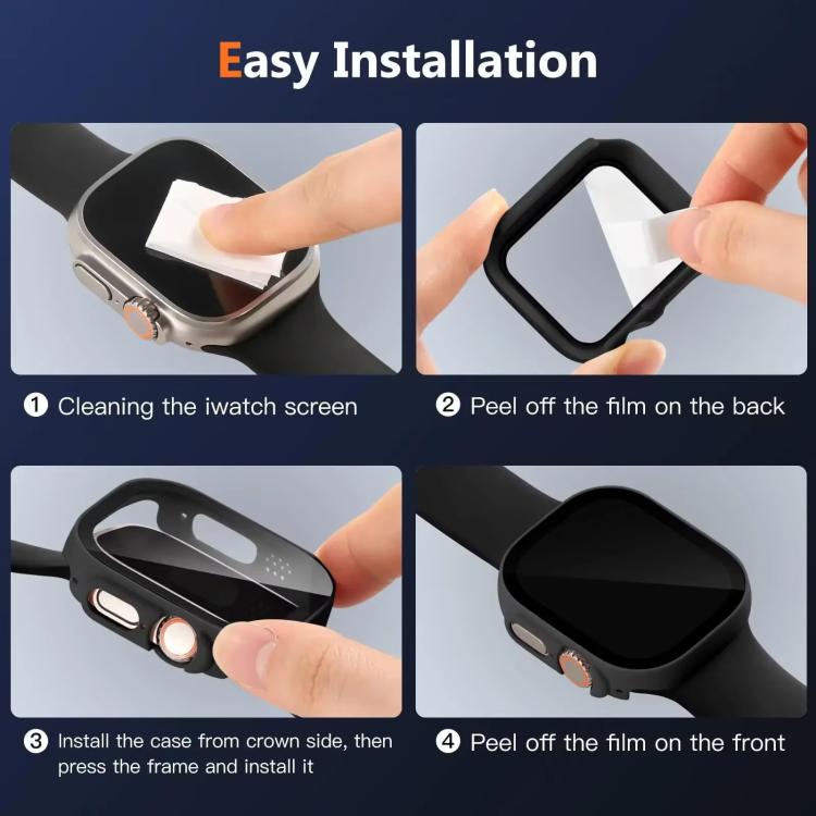 xDfind Tempered Glass Film Integrated PC Watch Cover, For Apple Watch Ultra 3 / 2 / 1 49mm, For Apple Watch Series 9 / 8 / 7 45mm, For Apple Watch Series 9 / 8 / 7 41mm, For Apple Watch Series 3 / 2 / 1 38mm