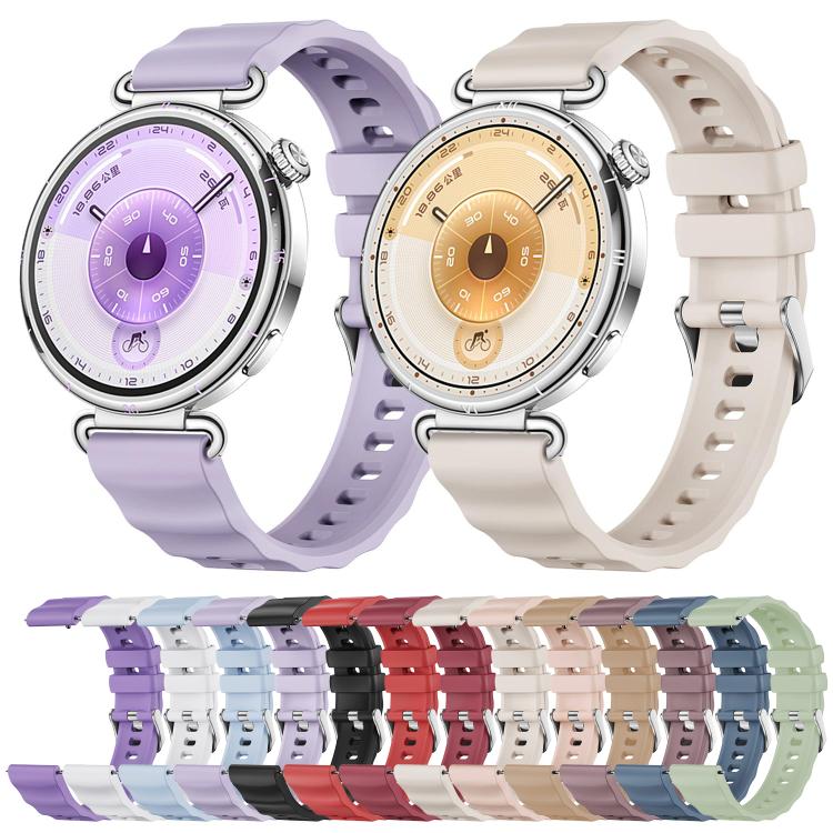 xDfind Quick Release Spring Bar Silver Buckle Solid Color Silicone Watch Band, For Huawei Watch GT 6 / 5 / 4 41mm
