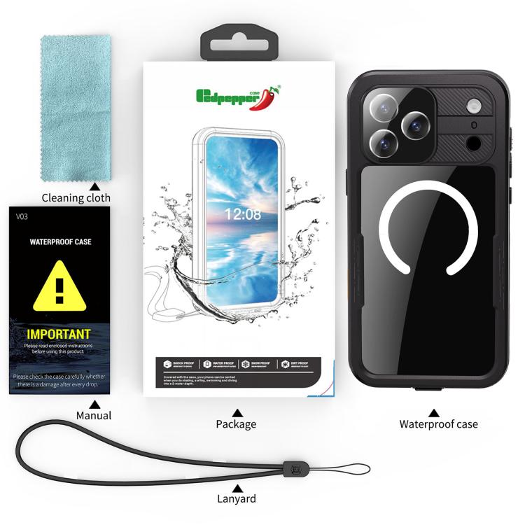 RedPepper IP68 Waterproof Triple-proof MagSafe Phone Case, For iPhone 17 Pro Max, For iPhone 17 Pro, For iPhone Air