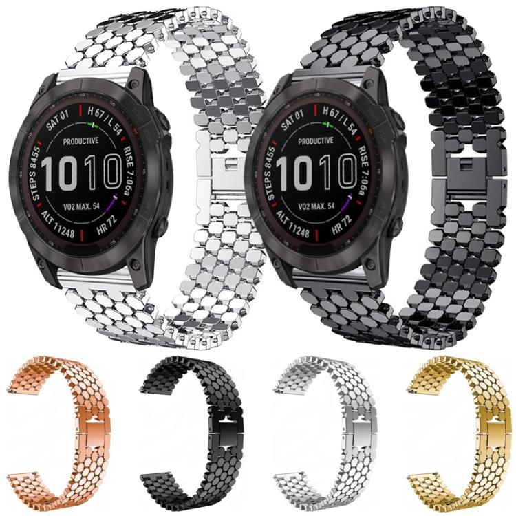 xDfind Fish Scale Texture Metal Watch Band, For Garmin Fenix 8/7X/6X/5X 26mm, For Garmin Fenix 8/7/6/5 22mm, For Garmin Forerunner 235/220/620/630, For Garmin Forerunner 35 / 30 / 35J