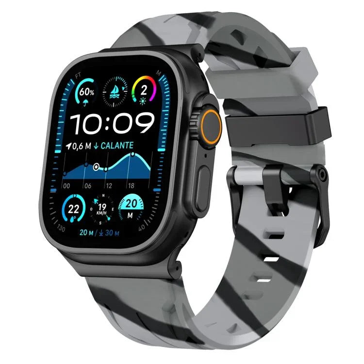 Black Pin Buckle Silicone Watch Band, For Apple Watch 46mm / 49mm / 45mm / 44mm, For Apple Watch 42mm / 41mm / 40mm / 38mm