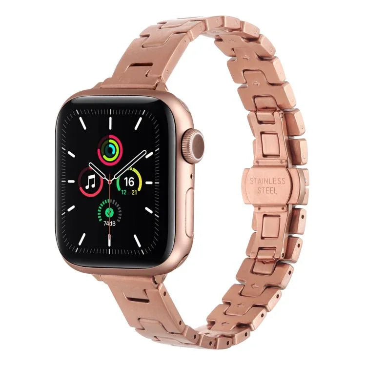 H-style Width 14mm Stainless Steel Metal Watch Band, For Apple Watch 46mm / 49mm / 45mm / 44mm, For Apple Watch 42mm / 41mm / 40mm / 38mm