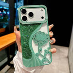 Electroplated TPU Lotus Hollow-carved  Rhinestone Glitter Phone Case, For iPhone 17 Pro Max, For iPhone 17 Pro, For iPhone 17, For iPhone 16 Pro Max, For iPhone 16 Pro, For iPhone 16, For iPhone 15 Pro Max, For iPhone 15 Pro